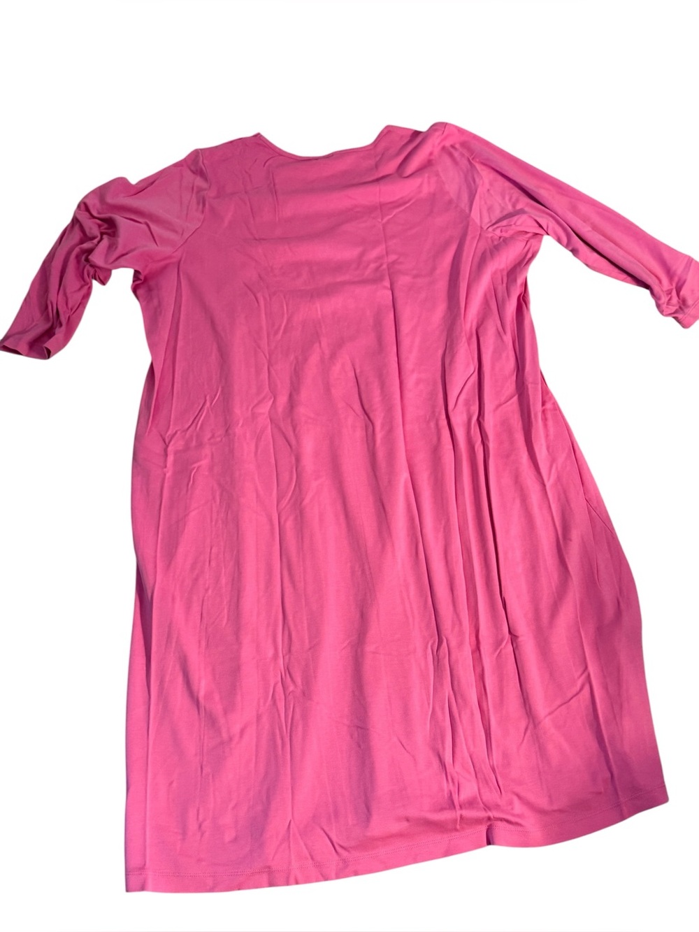Lands' End Rose-Pink Three-Quarter Sleeve A-Line Midi Nightgown - Picture 3 of 5